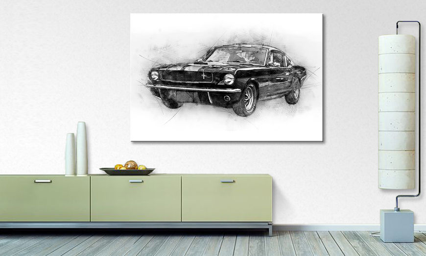 Il quadro stampati Black Mustang 120x80 cm