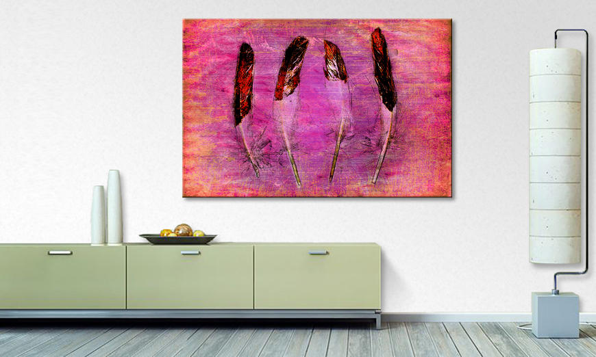 Il quadro stampati Feathers and Pink