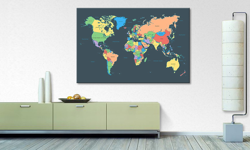 La stampa esclusivo Colorful Map 120x80 cm