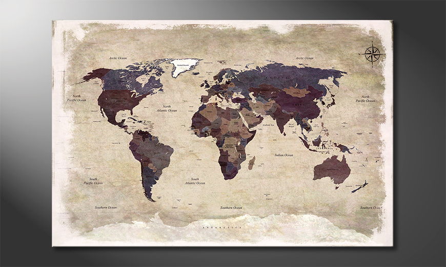 Old Worldmap 3 quadro