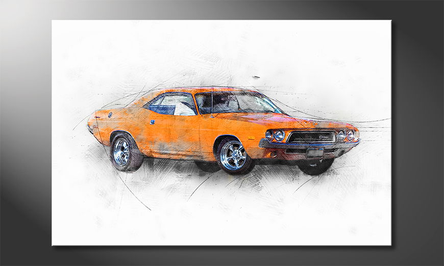 Orange-Muscle-Car-quadro-moderni