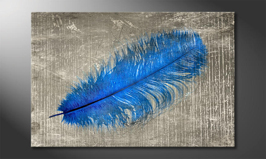 Stampa-su-tela-Feather-In-Blue