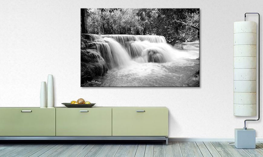 Stampa su tela moderna Waterfall In Jungle