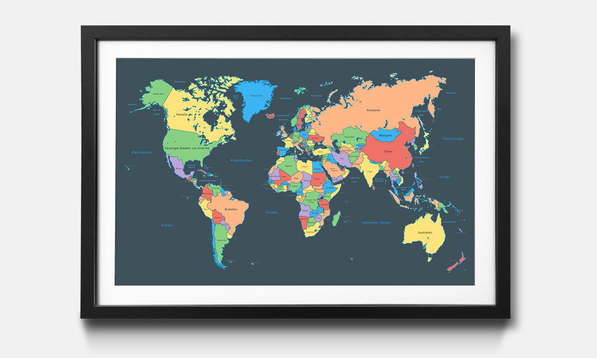 Il quadro con cornice Colorful Map
