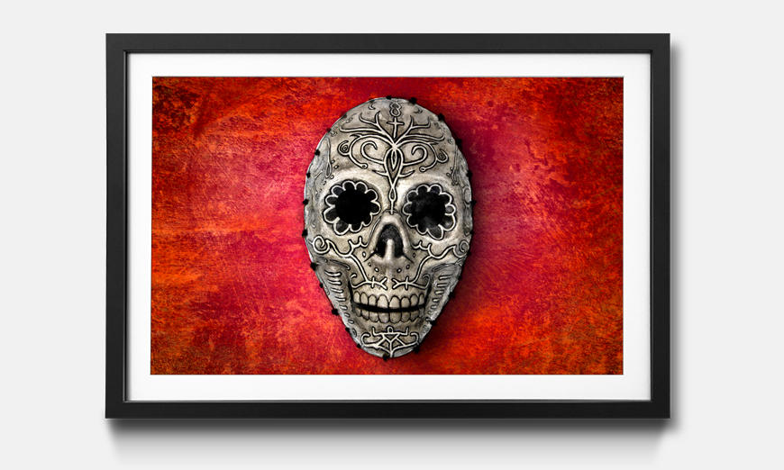 Limmagine incorniciata Skull On Red