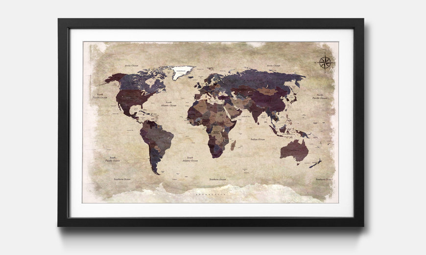 Stampa artistica incorniciata Old Worldmap 3