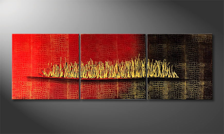 Arte moderna Gold Fire 180x60cm