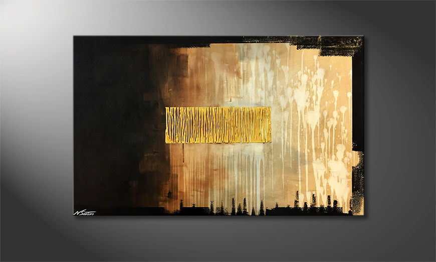 Arte moderna Gold Rain 120x75cm