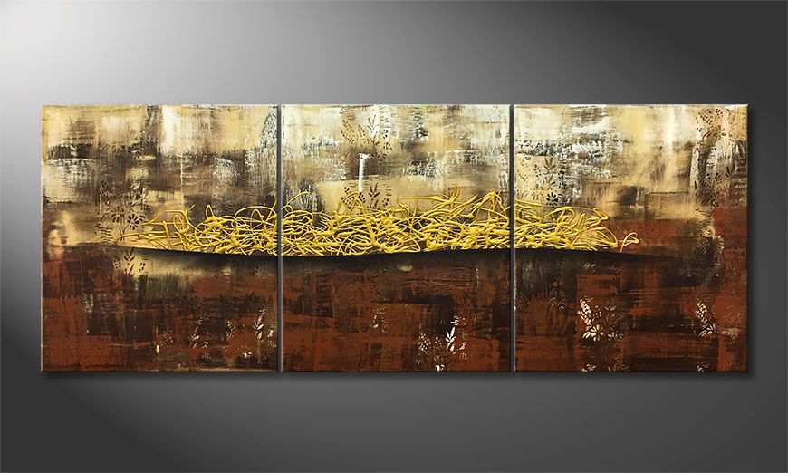 Arte moderna Golden Afterglow 180x70cm