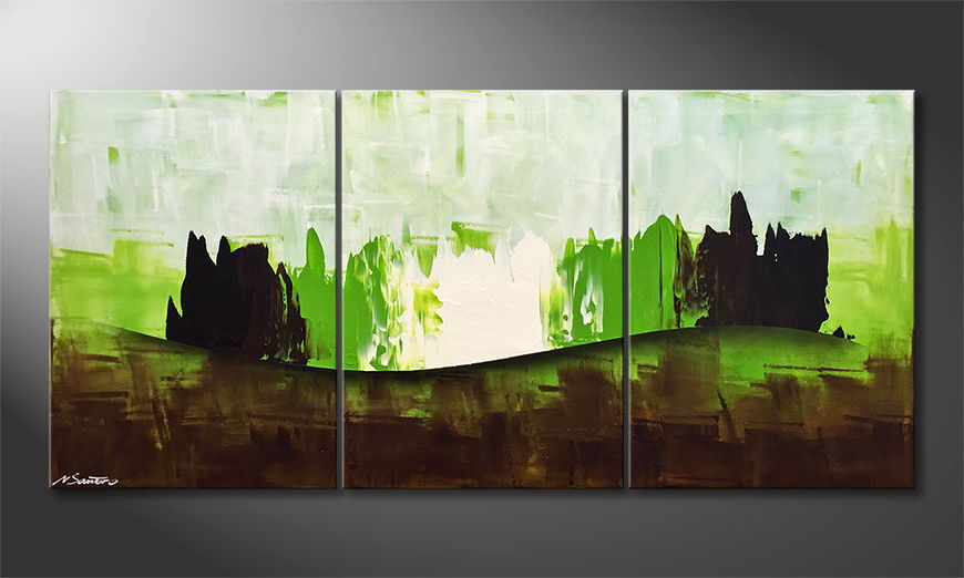 Arte moderna Green Flames 150x70cm