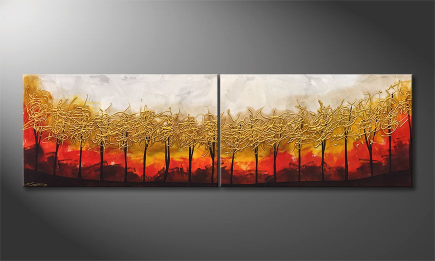 Quadro da soggiorno Golden Trees 200x60cm