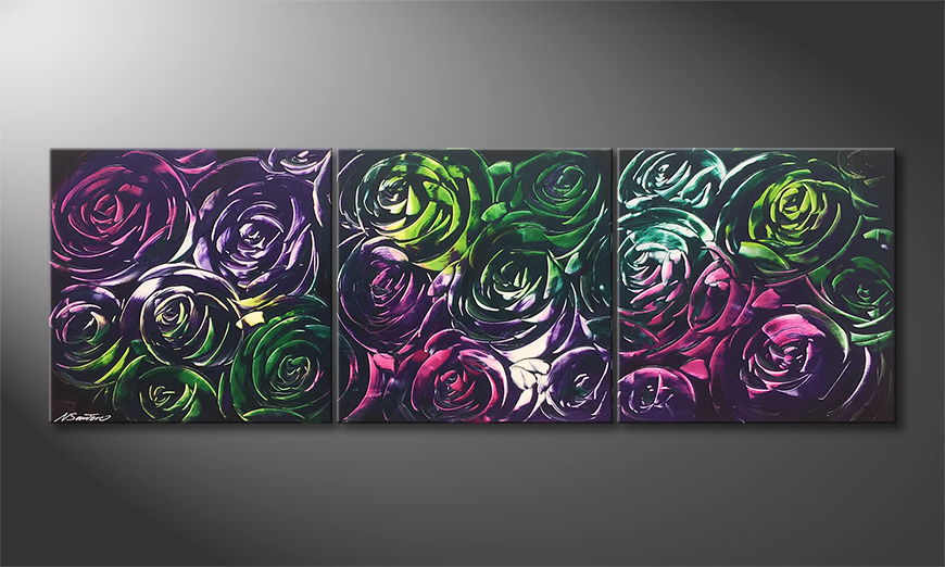 Quadro da soggiorno Night Of Roses 180x60cm