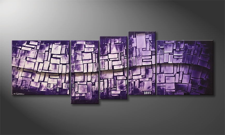 Quadro da soggiorno Purple Stones 210x80cm