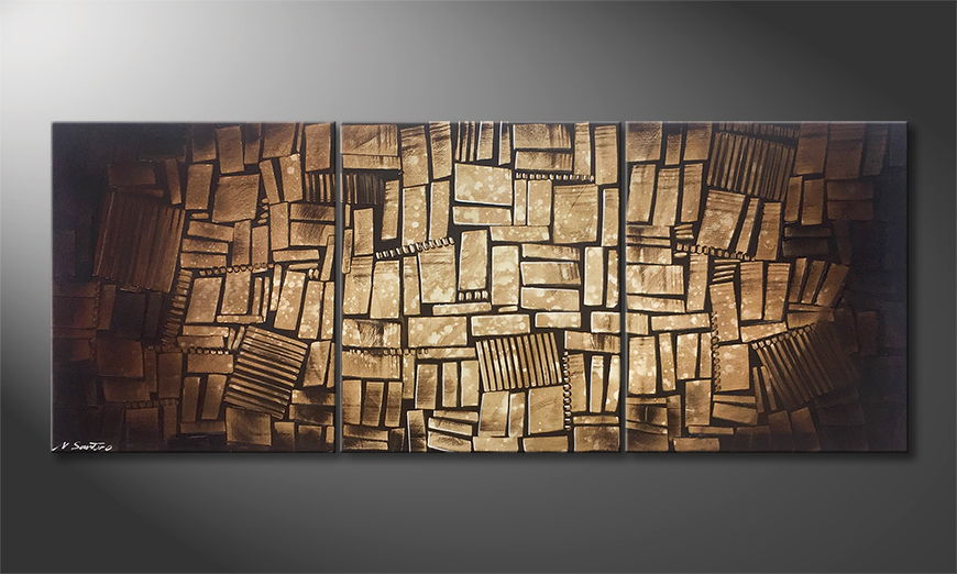 Quadro moderno Cubic Wood 180x70cm