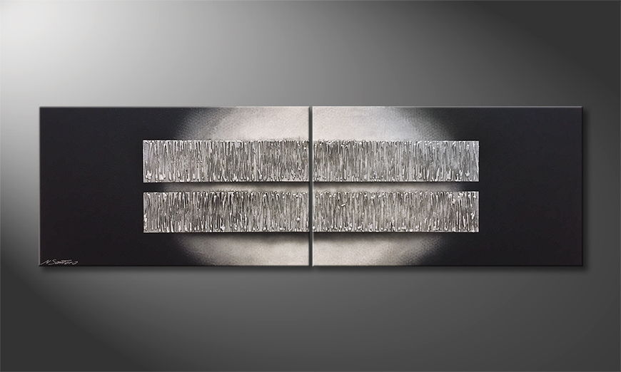 Quadro moderno Silver Reflection 200x60cm